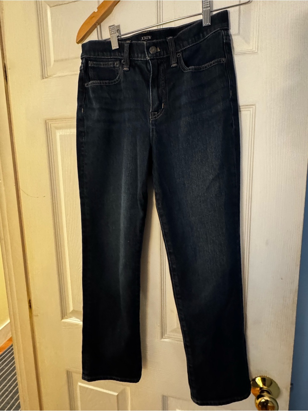 J.Crew Essential Straight Jeans 26P Petite Dark Indigo Denim